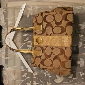 Coach Gold Monogrammed Purse